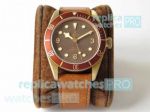 Swiss Tudor Black Bay Bronze Replica Watch Brown Dial with Leather Strap